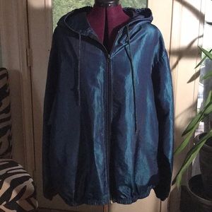 VINTAGE WISE GUY Iridescent blue 1980s windbreaker